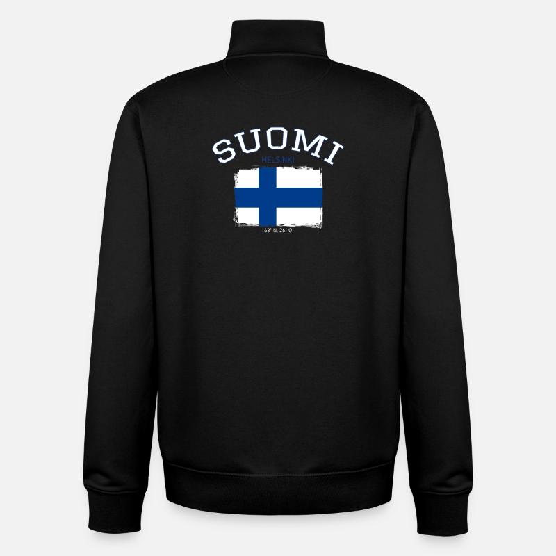 Finland flag with Helsinki reference - Unisex Organic Zip Sweatshirt by Stanley/Stella - black
