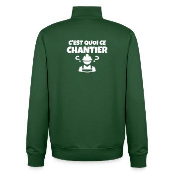 construction site, site manager, construction - Unisex Organic Zip Sweatshirt by Stanley/Stella - bottle green - Back - AI Model Male 185 dark (185cm)