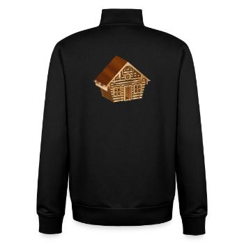 enchanting log cabin in 3D style in wood look - Unisex Organic Zip Sweatshirt by Stanley/Stella - black - Back - AI Model Male 185 light (185cm)