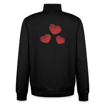 CŒUR. CŒURS. SAINT VALENTIN. LOVE. AMOUR. NOËL - Sweat zippé unisexe en coton bio Stanley/Stella - noir - Dos - AI Model Male 185 light (185cm)