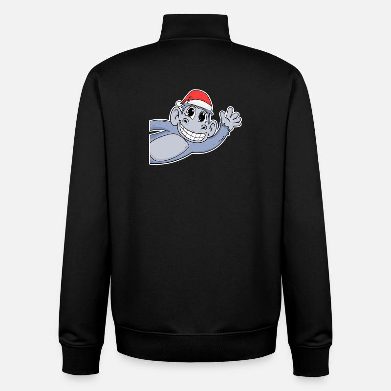 Monkey Christmas - Unisex Organic Zip Sweatshirt by Stanley/Stella - black