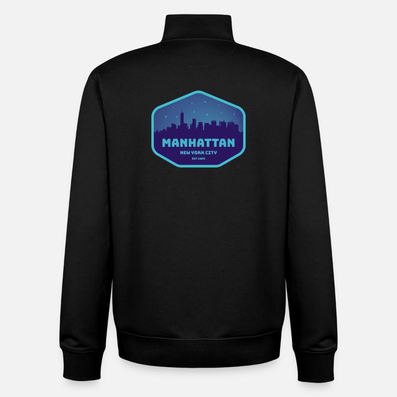 Manhattan, Nueva York - Sudadera unisex con cremallera de algodón orgánico de Stanley/Stella - negro