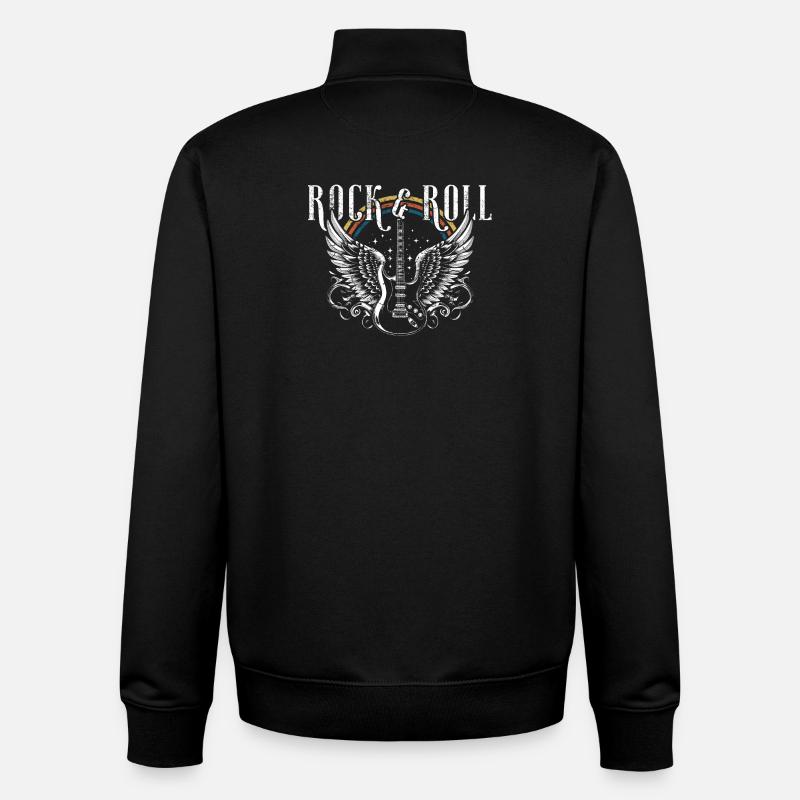 Rock & Roll Guitar - Sweat zippé unisexe en coton bio Stanley/Stella - noir