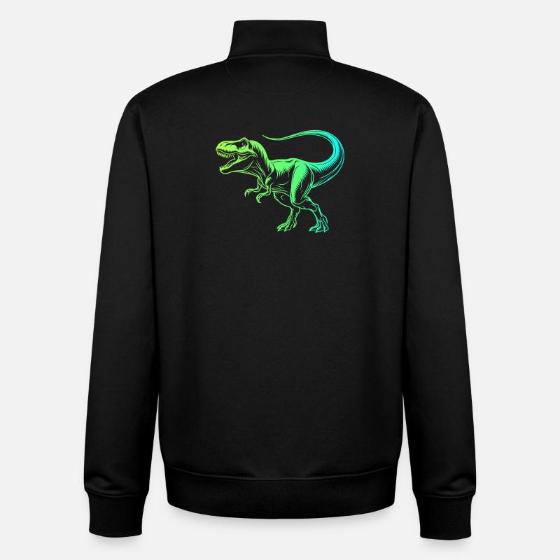 dinosaure tyrannosaure rex, t-rex vert bleu - Sweat zippé unisexe en coton bio Stanley/Stella - noir