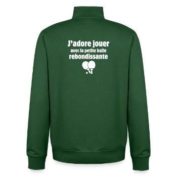 ping-pong, pongiste, tennis de table - Sweat zippé unisexe en coton bio Stanley/Stella - vert bouteille - Dos - AI Model Male 185 dark (185cm)