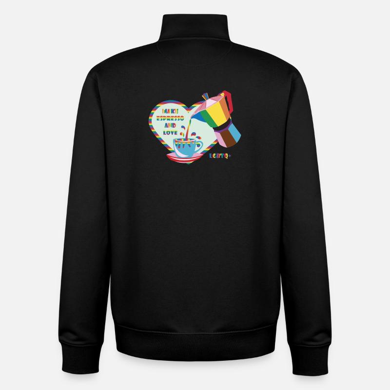 Offrez-vous un expresso et aimez :) - Sweat zippé unisexe en coton bio Stanley/Stella - noir