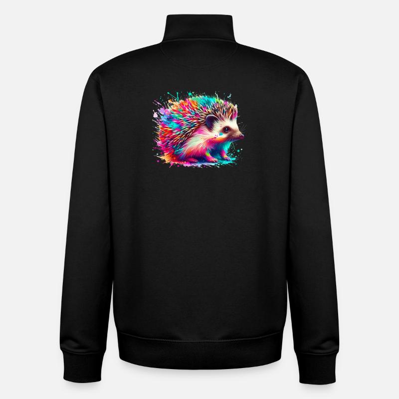 Hérisson - Sweat zippé unisexe en coton bio Stanley/Stella - noir