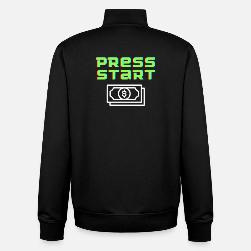 Press Start Retro Arcade Bill - Unisex Organic Zip Sweatshirt by Stanley/Stella - black