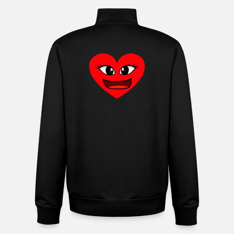 Coeur Visage Coeurs Sincères Saint-Valentin - Sweat zippé unisexe en coton bio Stanley/Stella - noir