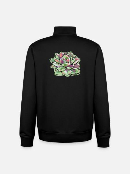 Echeveria Fat Leaf Rosette Succulent - Unisex Organic Zip Sweatshirt by Stanley/Stella - black
