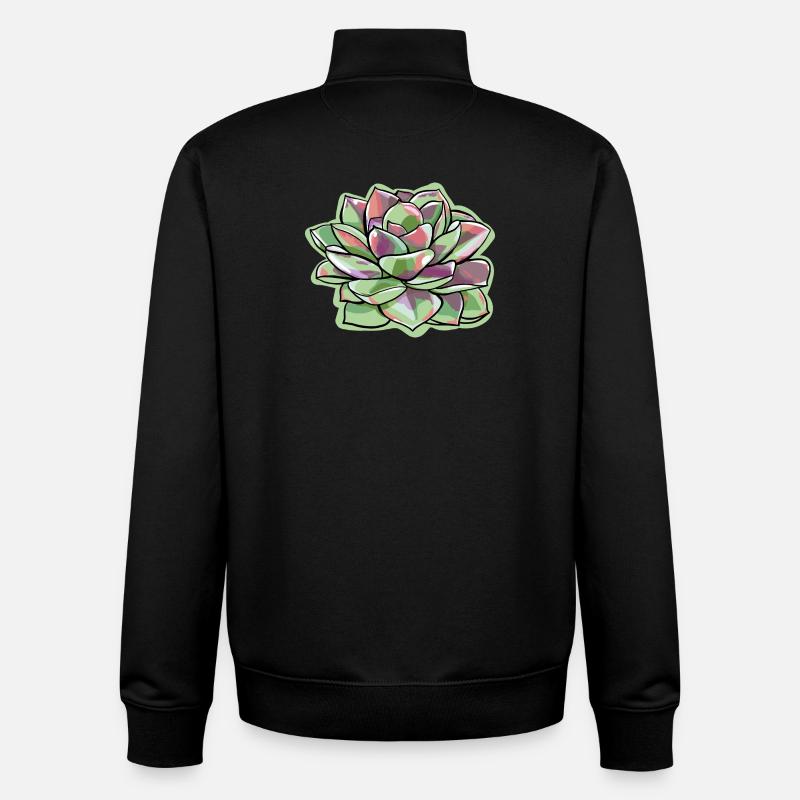 Echeveria Fat Leaf Rosette Succulente - Sweat zippé unisexe en coton bio Stanley/Stella - noir