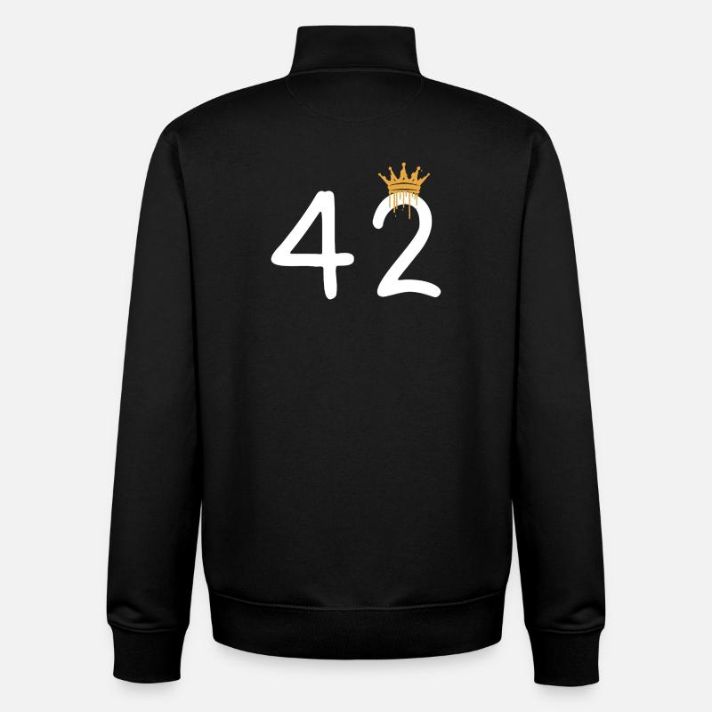 Graffiti numéro 42 avec couronne - Sweat zippé unisexe en coton bio Stanley/Stella - noir