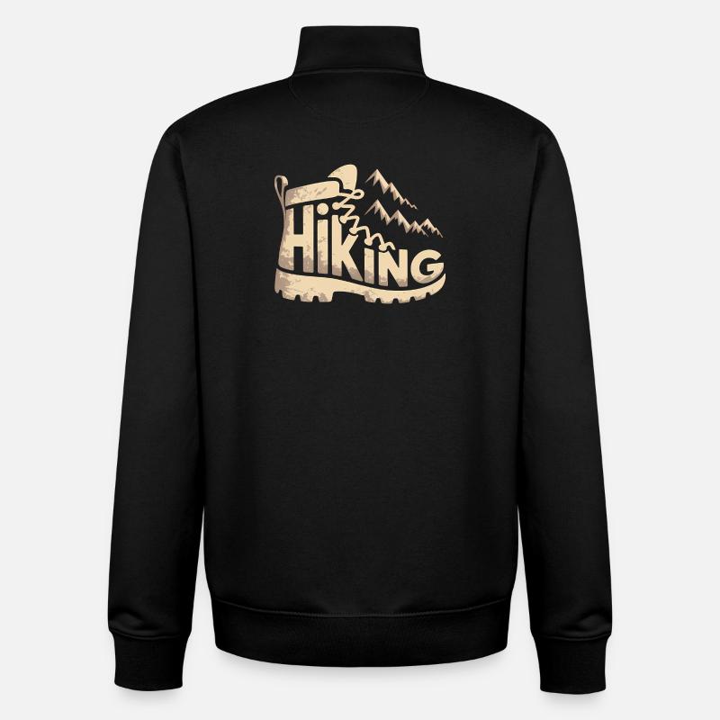 Hiker Typography - Hiking Design - Unisex Organic Zip Sweatshirt by Stanley/Stella - black
