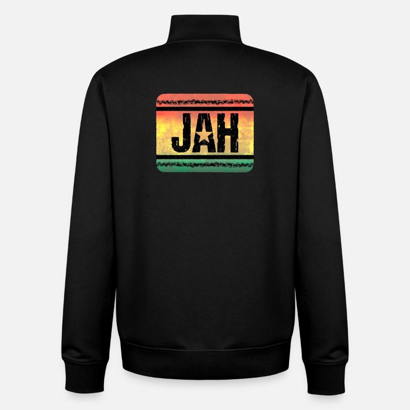 Jah Star dans le style Reggae Vintage - Sweat zippé unisexe en coton bio Stanley/Stella - noir