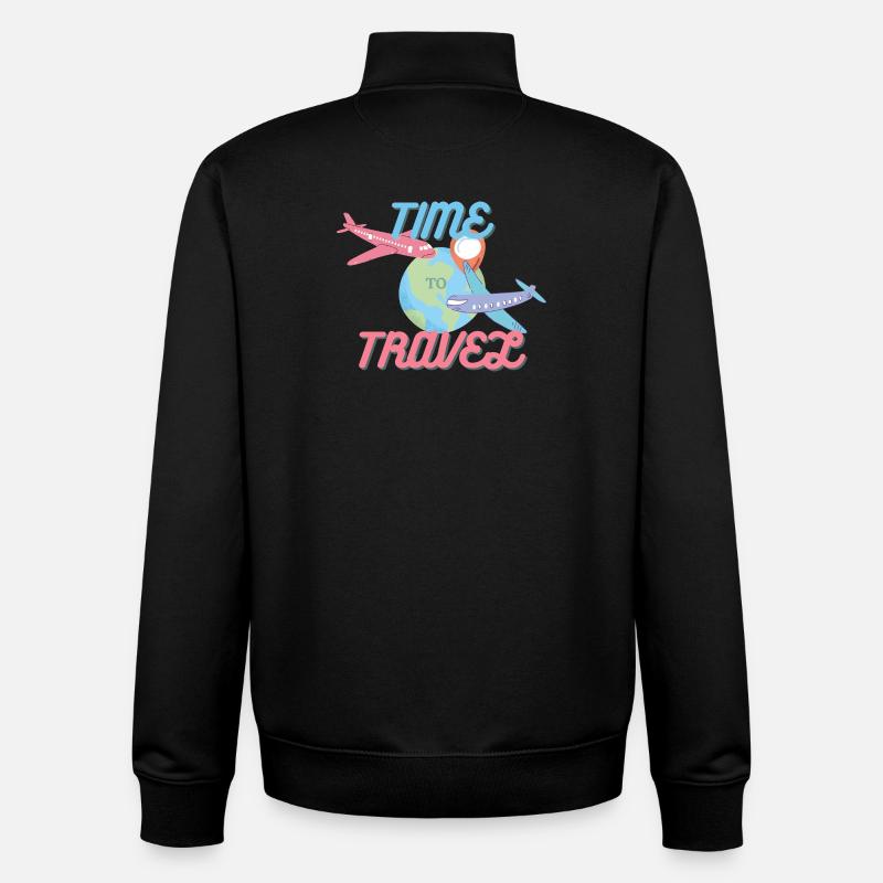 Il est temps de voyager - Sweat zippé unisexe en coton bio Stanley/Stella - noir