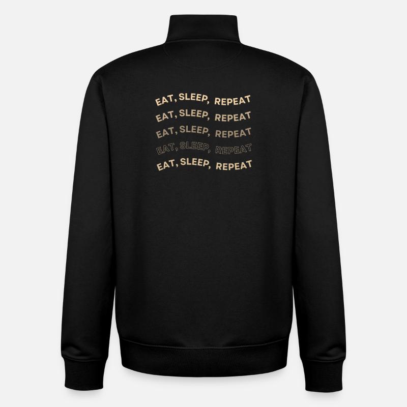 Eat Sleep Repeat Pattern - Unisex Organic Zip Sweatshirt by Stanley/Stella - black