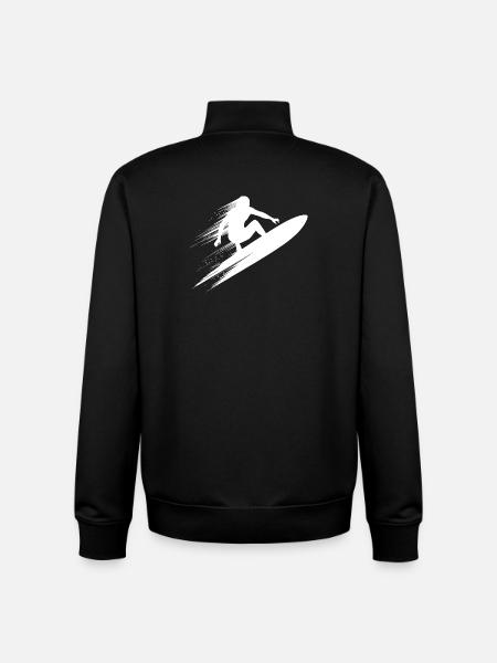 Energetic Surfer Illustration Surfing - Unisex Organic Zip Sweatshirt by Stanley/Stella - black