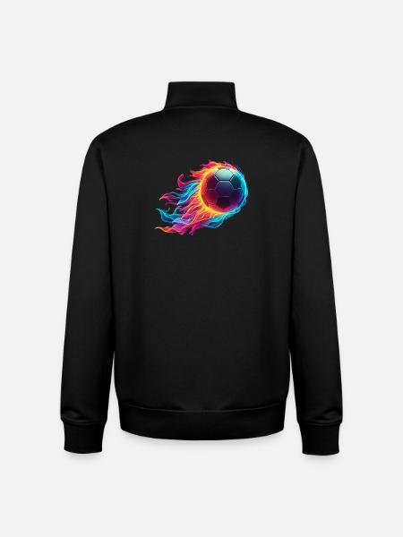 Fiery Football - Soccer Ball Fire - Unisex Organic Zip Sweatshirt by Stanley/Stella - black