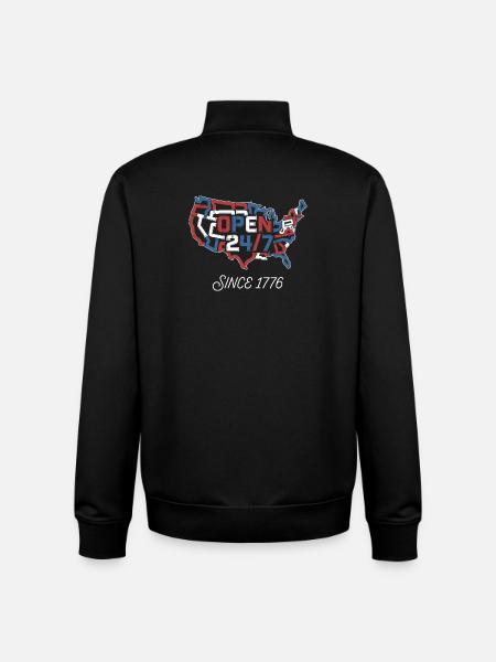 Open 24/7 Since 1776 - Unisex Organic Zip Sweatshirt by Stanley/Stella - black
