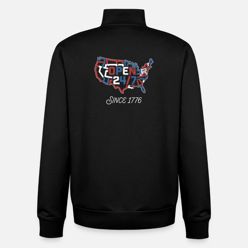 Open 24/7 Since 1776 - Unisex Organic Zip Sweatshirt von Stanley/Stella - Schwarz