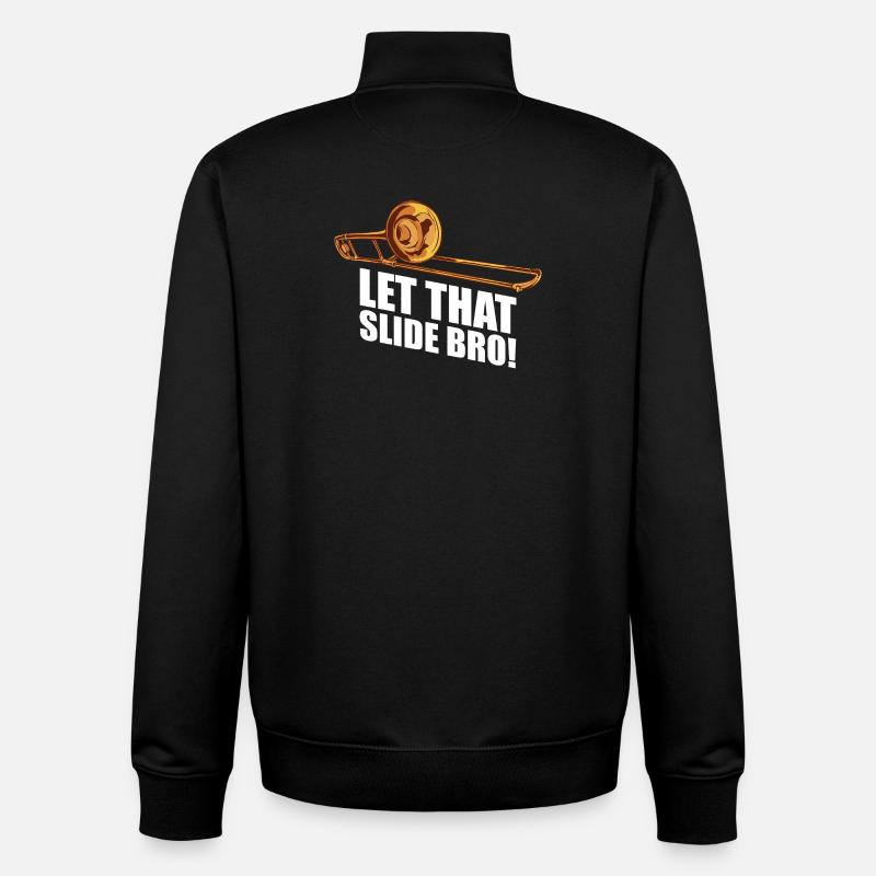 Laisse ce tromboniste glisser - Sweat zippé unisexe en coton bio Stanley/Stella - noir