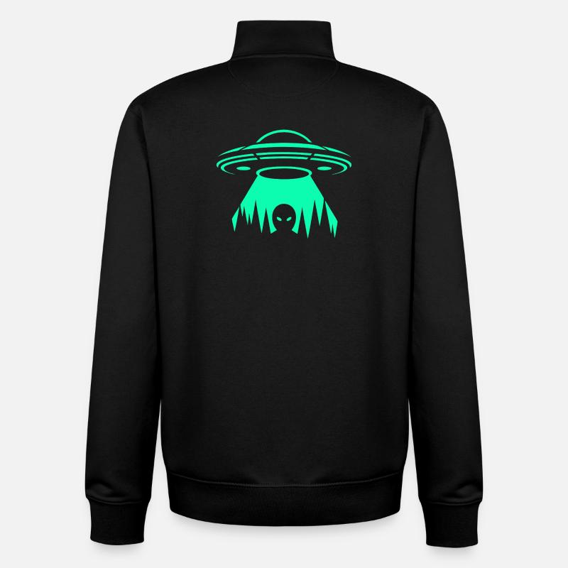 UFO Néon Abduction - Sweat zippé unisexe en coton bio Stanley/Stella - noir