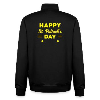 St. Patrick's Day Neon Yellow Happy Day - Unisex Organic Zip Sweatshirt by Stanley/Stella - black - Back - AI Model Male 185 light (185cm)