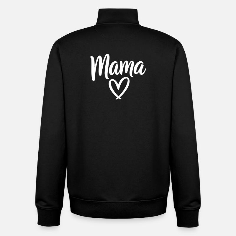 Mama Heart Script Logo - Sweat zippé unisexe en coton bio Stanley/Stella - noir