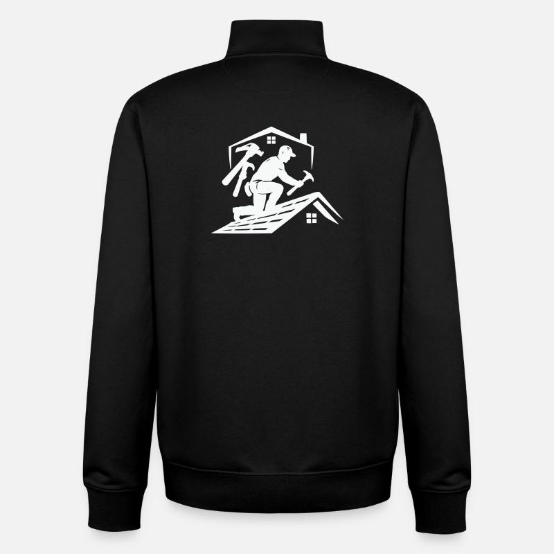 Dachdecker Silhouette am Dach - Unisex Organic Zip Sweatshirt von Stanley/Stella - Schwarz