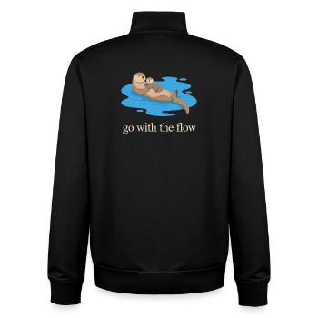 Otter Duo: Geh mit dem Strom - Unisex Organic Zip Sweatshirt von Stanley/Stella - Schwarz - Hinten - AI Model Male 185 light (185cm)