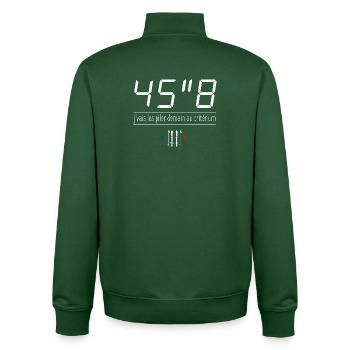 45"8 - J'vais les piler demain au critérium - Sweat zippé unisexe en coton bio Stanley/Stella - vert bouteille - Dos - AI Model Male 185 dark (185cm)