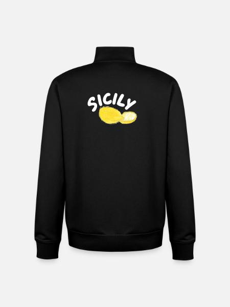 Sicily Lemons Illustration - Sicily - Unisex Organic Zip Sweatshirt by Stanley/Stella - black