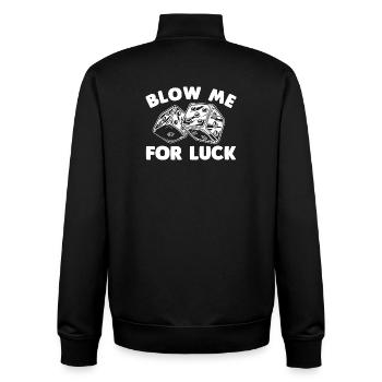 Blow Me for Luck Dice - Unisex Organic Zip Sweatshirt by Stanley/Stella - black - Back - AI Model Male 185 light (185cm)