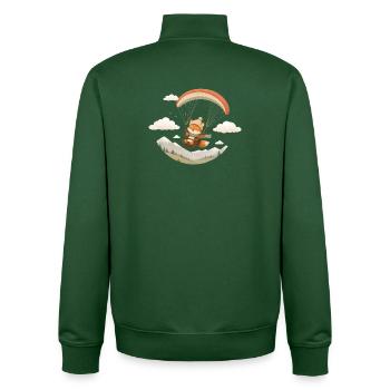 Un renard mignon avec du parapente au-dessus des montagnes - Sweat zippé unisexe en coton bio Stanley/Stella - vert bouteille - Dos - AI Model Male 185 dark (185cm)