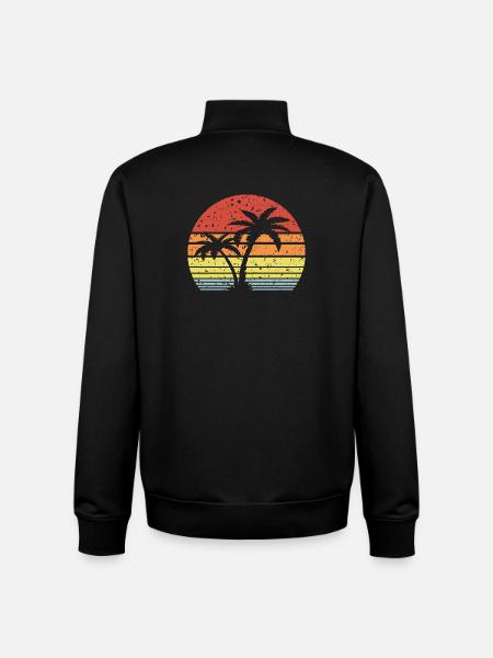 Palm Tree Retro Sun - Unisex Organic Zip Sweatshirt by Stanley/Stella - black