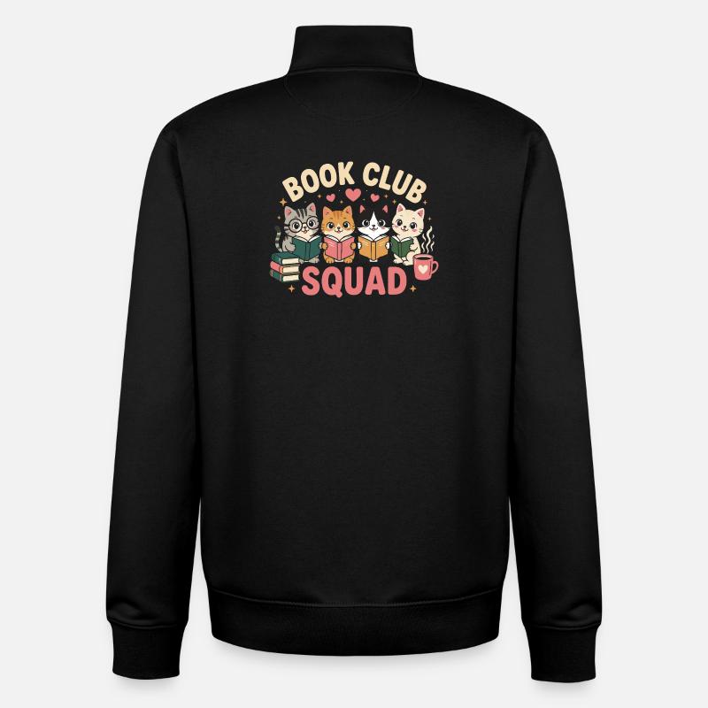 Book Club Cats Squad - Unisex Organic Zip Sweatshirt by Stanley/Stella - black