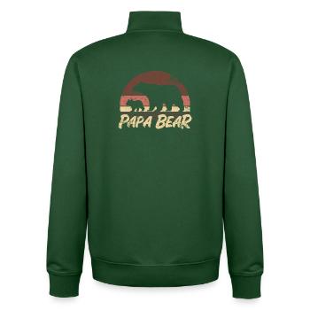 Papa Ours - Cadeau de la fête des pères - Sweat zippé unisexe en coton bio Stanley/Stella - vert bouteille - Dos - AI Model Male 185 dark (185cm)