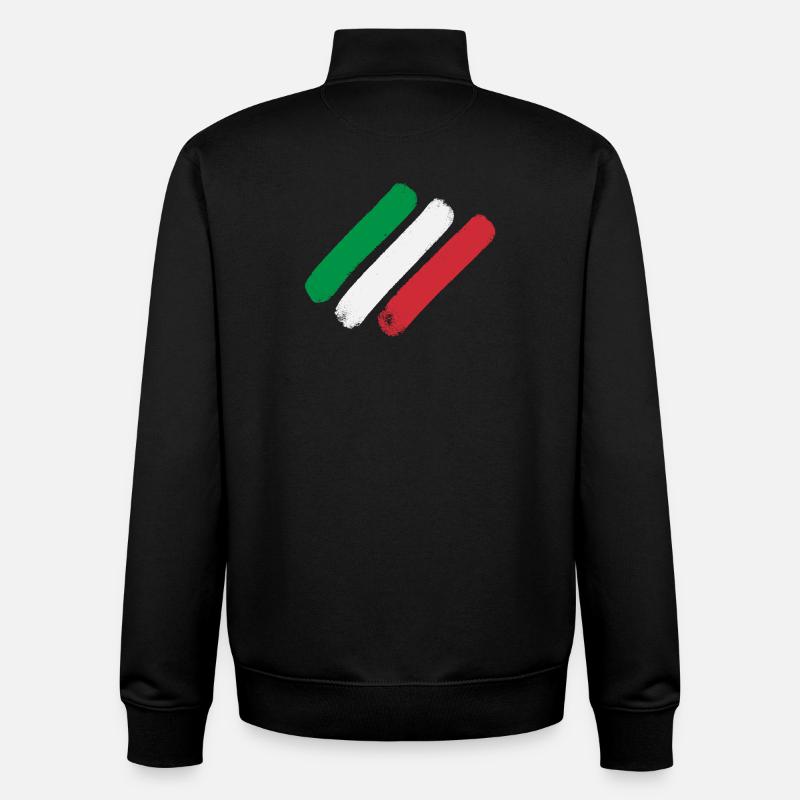 Drapeau italien - Bandes - Sweat zippé unisexe en coton bio Stanley/Stella - noir