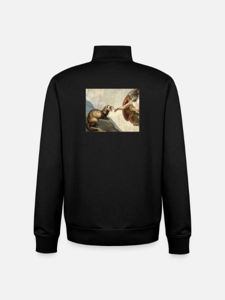 Frettchen Schlägt Gottes Hand Frettchen meme - Unisex Organic Zip Sweatshirt von Stanley/Stella - Schwarz