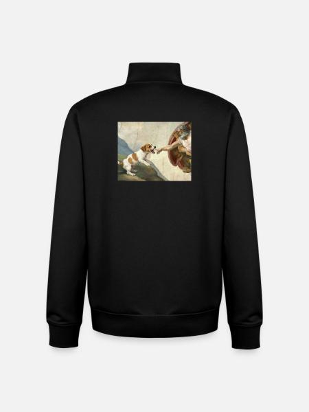 Dog God Hand Beagle Dog meme - Unisex Organic Zip Sweatshirt by Stanley/Stella - black