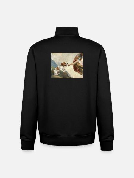 Dog God Hand Beagle Dog meme - Unisex Organic Zip Sweatshirt by Stanley/Stella - black