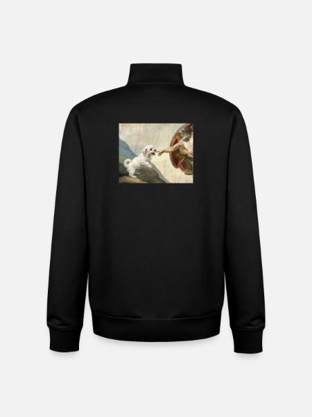 Dog God Hand Maltese Dogs meme - Unisex Organic Zip Sweatshirt by Stanley/Stella - black