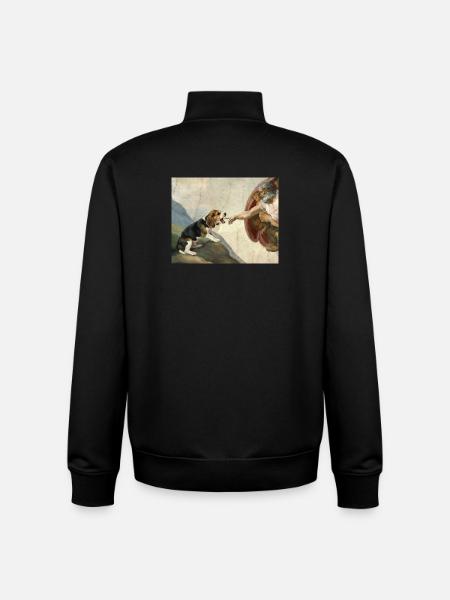 Dog God Hand Beagle Dog meme - Unisex Organic Zip Sweatshirt by Stanley/Stella - black