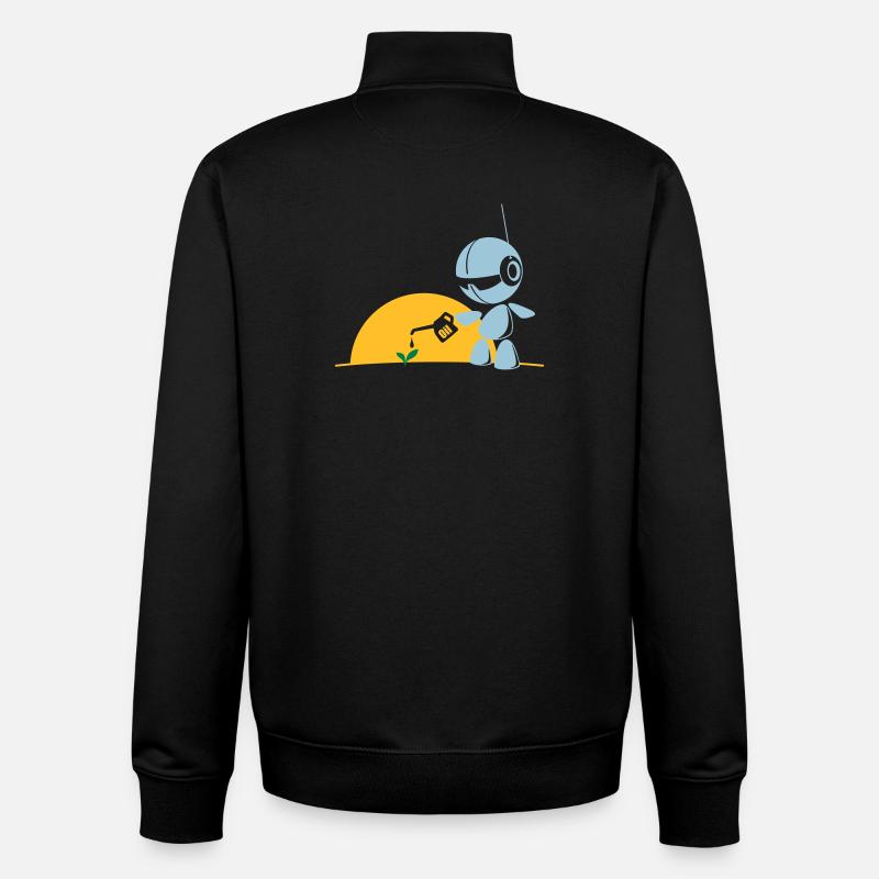 robot flower - Sweat zippé unisexe en coton bio Stanley/Stella - noir