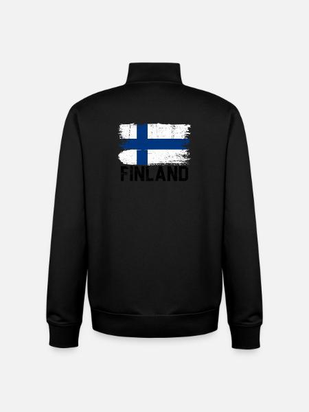 Nordic Flag Brushstroke - Unisex Organic Zip Sweatshirt by Stanley/Stella - black