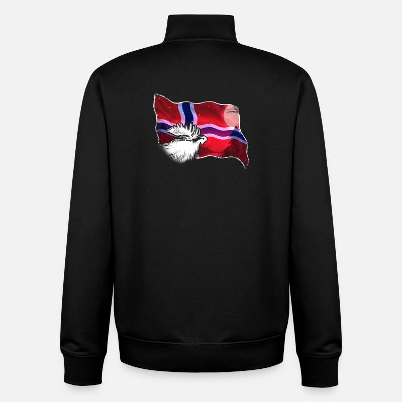 Norvège - Sweat zippé unisexe en coton bio Stanley/Stella - noir