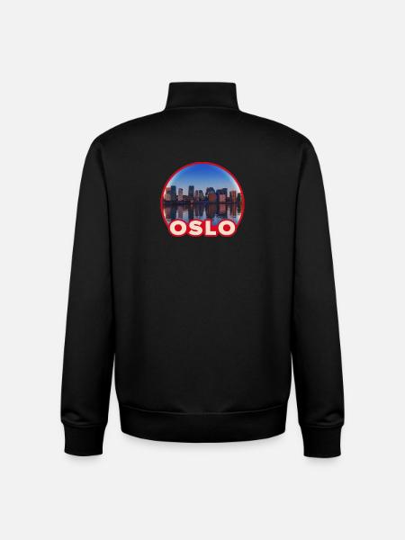 Oslo Skyline Round Logo - Unisex Organic Zip Sweatshirt by Stanley/Stella - black