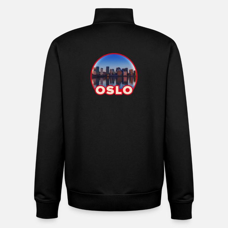 Oslo Skyline Rundlogo - Unisex Organic Zip Sweatshirt von Stanley/Stella - Schwarz
