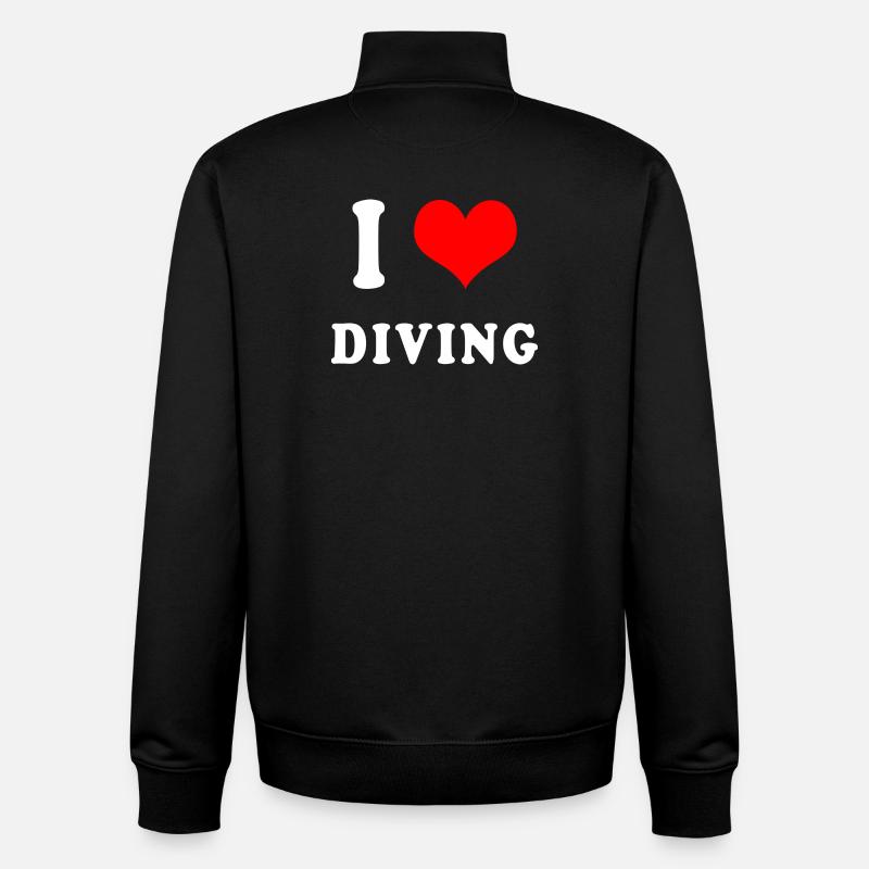 J'adore la plongée sous-marine - Sweat zippé unisexe en coton bio Stanley/Stella - noir