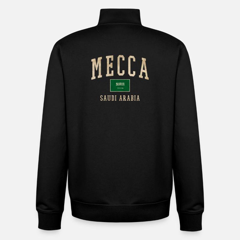 Emblème rétro saoudien de La Mecque - Sweat zippé unisexe en coton bio Stanley/Stella - noir